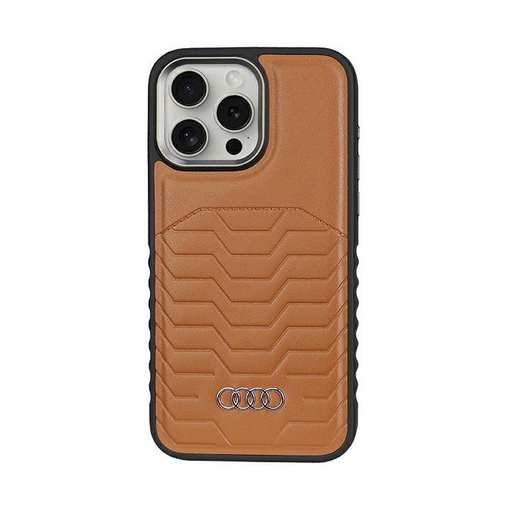 Audi Synthetic Leather MagSafe iPhone 14 Pro 6.1" brązowy/brown hardcase AU-TPUPCMIP14P-GT/D3-BN na NearMe.pl