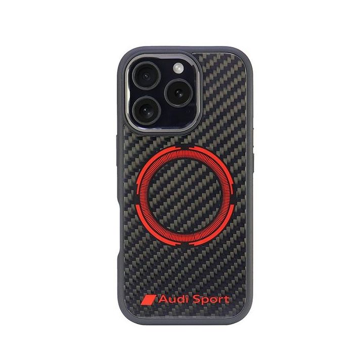 Audi Carbon Fiber Sport Red CircleMagSafe iPhone 16 Pro 6.3" czarny/black hardcase AUS-TPUPCMIP16P-RSQ/D5-BK na NearMe.pl
