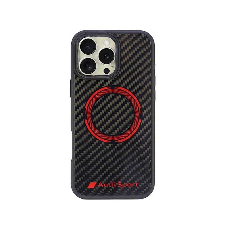 Audi Carbon Fiber Sport Red CircleMagSafe iPhone 16 Pro Max 6.9" czarny/black hardcase AUS-TPUPCMIP16PM-RSQ/D5-BK na NearMe.pl