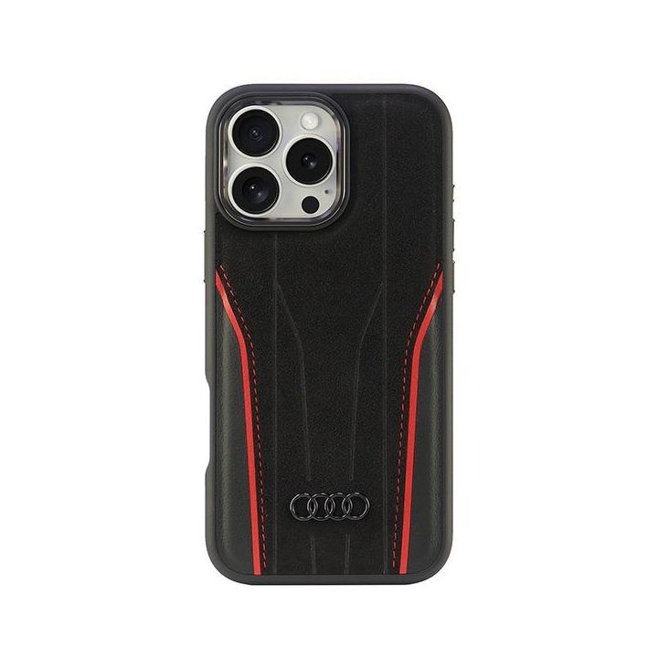 Audi Genuine Leather MagSafe iPhone 16 Pro Max 6.9" czarno-czerwony/black-red hardcase AU-TPUPCMIP16PM-R8/D3-RD na NearMe.pl
