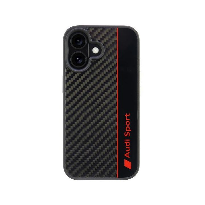 Audi Carbon Fiber Stripe iPhone 16 6.1" czarny/black hardcase AUS-TPUPCIP16-R8/D1-BK na NearMe.pl