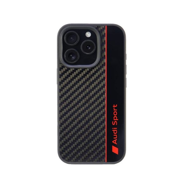 Audi Carbon Fiber Stripe iPhone 16 Pro 6.3" czarny/black hardcase AUS-TPUPCIP16P-R8/D1-BK na NearMe.pl
