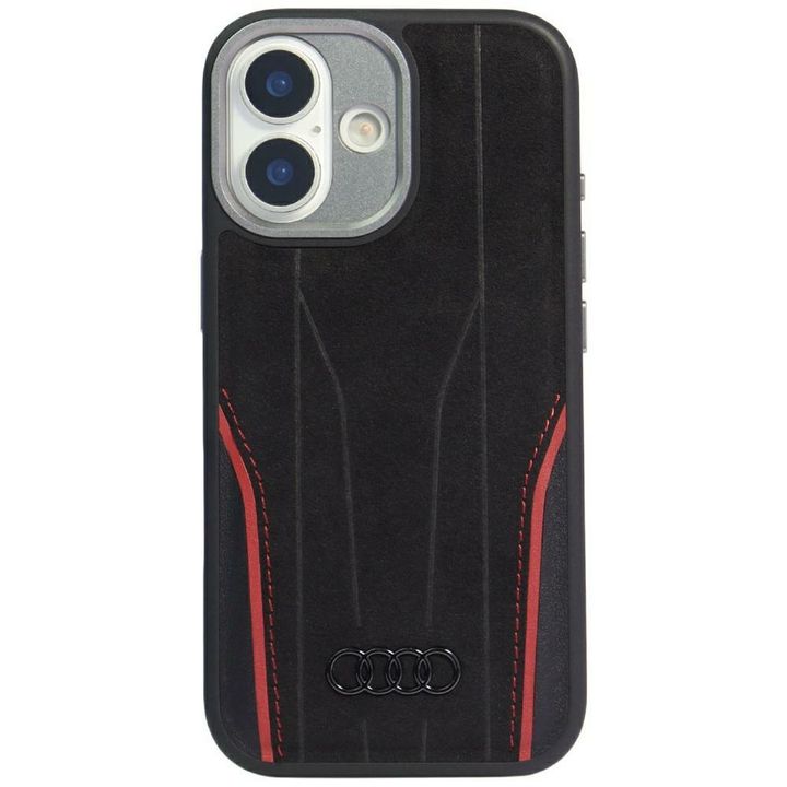 Etui Audi R8 Genuine Leather MagSafe do  iPhone 17 czarno-czerwony na NearMe.pl