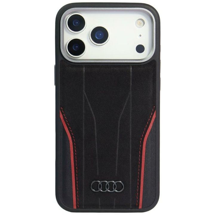 Etui Audi R8 Genuine Leather MagSafe do  iPhone 17 Pro czarno-czerwony na NearMe.pl