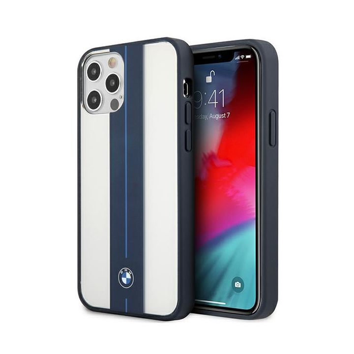 Etui BMW BMHCP12MPCUMRSTNA iPhone 12/12 Pro 6,1" transparent hardcase Middle Stripe Navy na NearMe.pl