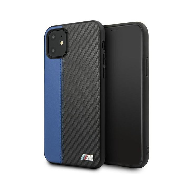 Etui BMW BMHCN61MCARBL iPhone 11 6,1"/ Xr czarny/black hardcase M Collection PU Carbon Blue Stripe na NearMe.pl