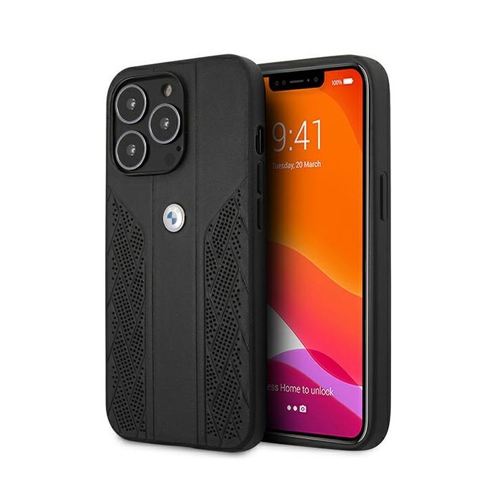 Etui BMW BMHCP13LRSPPK iPhone 13 Pro /13 6,1" czarny/black hardcase Leather Curve Perforate na NearMe.pl