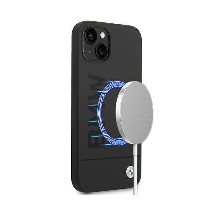 Etui BMW BMHMP14MSLBLBK iPhone 14 Plus/ 15 Plus 6,7" czarny/black hardcase Silicone Signature Logo Magsafe na NearMe.pl