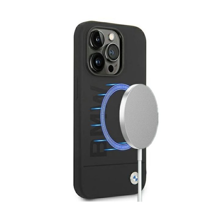 Etui BMW BMHMP14XSLBLBK iPhone 14 ProMax 6,7" czarny/black hardcase Silicone Signature Logo Magsafe na NearMe.pl