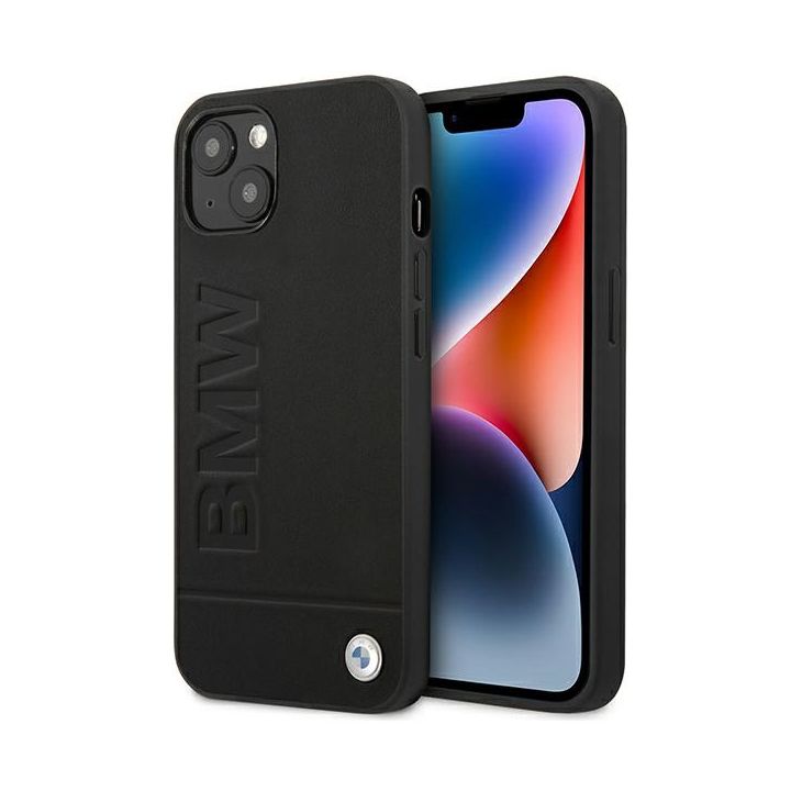 Etui BMW BMHCP14SSLLBK iPhone 14 / 15 /13 6.1" czarny/black Leather Stamp na NearMe.pl