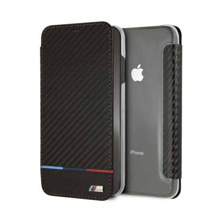 BMW BMTRBKI65PUCARTCBKiPhone XS Max book czarny/black Carbon Tricolor Stripe na NearMe.pl