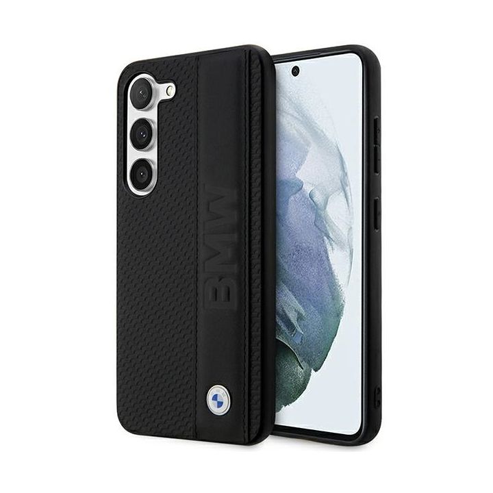 Etui BMW BMHCS23M22RDPK S23+ S916 czarny/black hardcase Leather Textured & Stripe na NearMe.pl