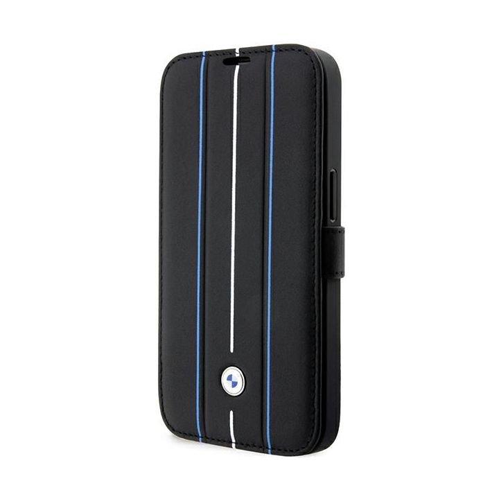 Etui BMW BMBKP14L22RVSK iPhone 14 Pro 6,1" czarny/black bookcase Leather Stamp Blue Lines na NearMe.pl