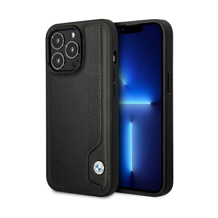 Etui BMW BMHCP14L22RBDK iPhone 14 Pro 6,1" czarny/black hardcase Leather Blue Dots na NearMe.pl