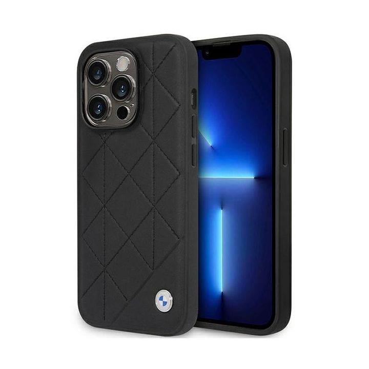 Etui BMW BMHCP14L22RQDK iPhone 14 Pro 6,1" czarny/black Leather Quilted na NearMe.pl