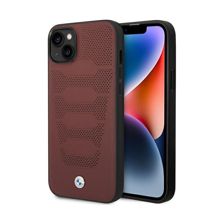 Etui BMW BMHCP14S22RPSR iPhone 14 / 15 / 13 6.1" burgundowy/burgundy Leather Seats Pattern na NearMe.pl