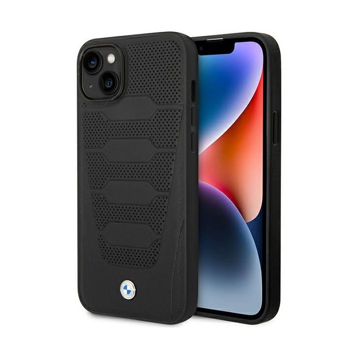 Etui BMW BMHCP14S22RPSK iPhone 14 / 15 / 13 6.1" czarny/black Leather Seats Pattern na NearMe.pl