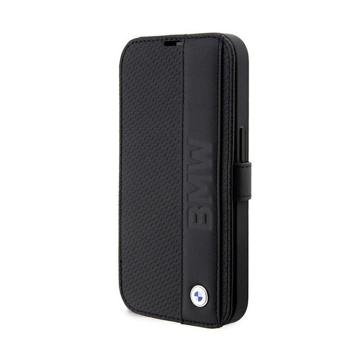 Etui BMW BMBKP14X22RDPK iPhone 14 Pro Max 6,7" czarny/black bookcase Leather Textured&Stripe na NearMe.pl