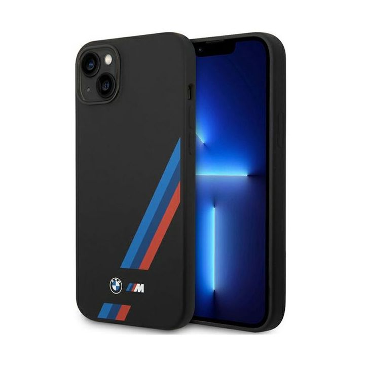 Etui BMW BMHCP14M22SOTK iPhone 14 Plus/ 15 Plus 6,7" czarny/black Silicone Slanted Sttripes na NearMe.pl