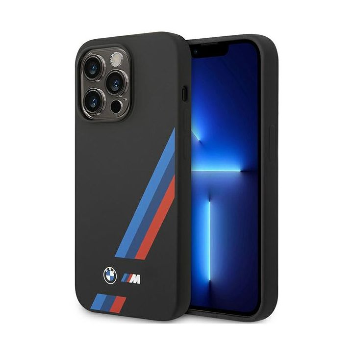 Etui BMW BMHCP14X22SOTK iPhone 14 ProMax 6,7" czarny/black Silicone Slanted Sttripes na NearMe.pl