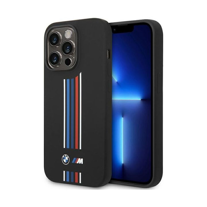 Etui BMW BMHCP14L22SWTK iPhone 14 Pro6,1" czarny/black Silicone Vertical Tricolor Lines na NearMe.pl