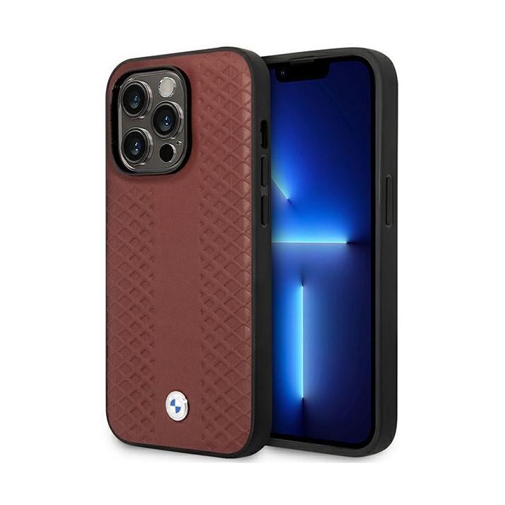 Etui BMW BMHMP14L22RFGR iPhone 14 Pro 6,1" burgundowy/burgundy Leather Diamond Pattern MagSafe na NearMe.pl