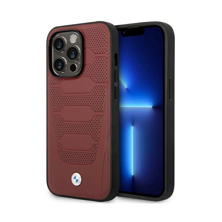 Etui BMW BMHMP14L22RPSR iPhone 14 Pro 6,1" burgundowy/burgundy Leather Seats Pattern MagSafe na NearMe.pl