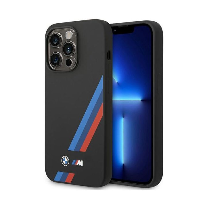 Etui BMW BMHMP14L22SOTK iPhone 14 Pro6,1" czarny/black Silicone Slanted Sttripes MagSafe na NearMe.pl