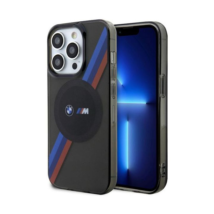Etui BMW BMHMP14XHDTK iPhone 14 Pro Max 6,7" szary/grey hardcase Tricolor Stripes MagSafe na NearMe.pl