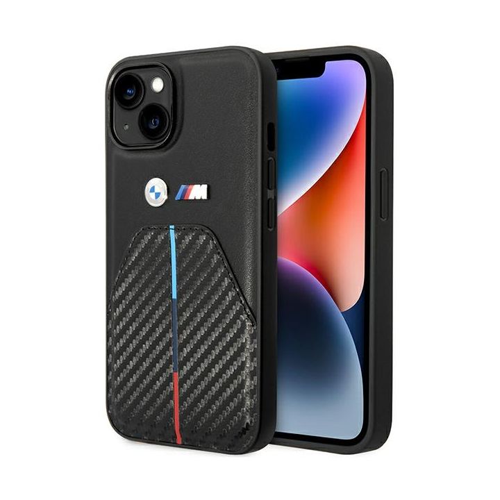 Etui BMW BMHCP14S22NSTB iPhone 14 / 15 /13 6.1" czarny/black Stamped Tricolor Stripe na NearMe.pl