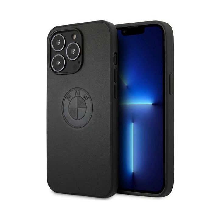 Etui BMW BMHCP13LREELK iPhone 13 Pro / 13 6.1" czarny/black hardcase Leather Emboss na NearMe.pl