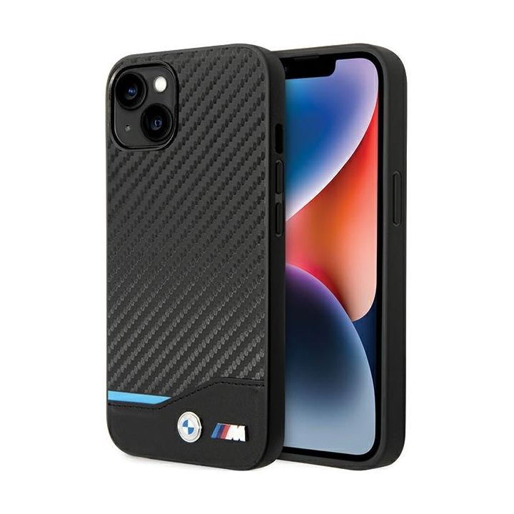 Etui BMW BMHCP13M22NBCK iPhone 13 / 14/ 15 6.1" czarny/black Leather Carbon na NearMe.pl