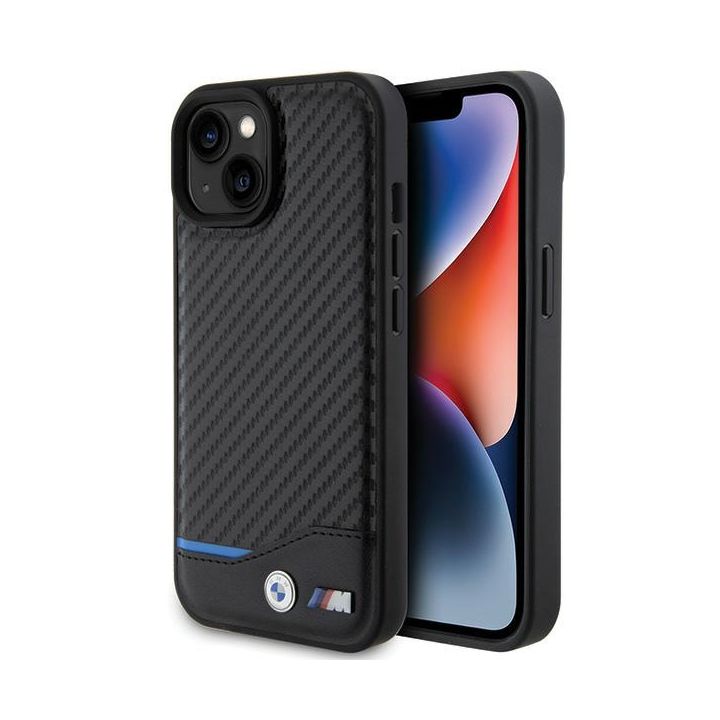 BMW BMHCP15S22NBCK iPhone 15 / 14 / 13 6.1" czarny/black Leather Carbon na NearMe.pl