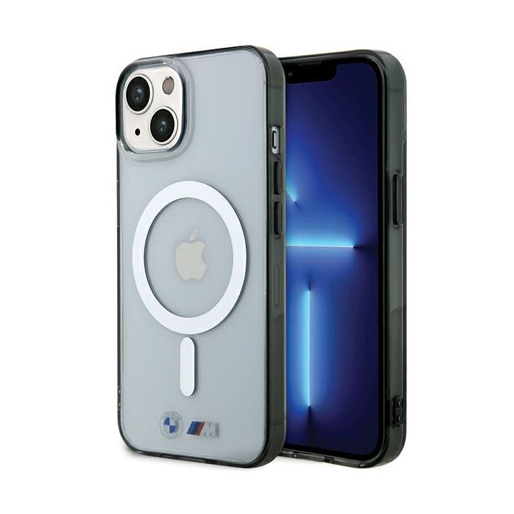 BMW BMHMP15SHCRS iPhone 15 / 14 / 13 6.1" przezroczysty/transparent hardcase Silver Ring MagSafe na NearMe.pl