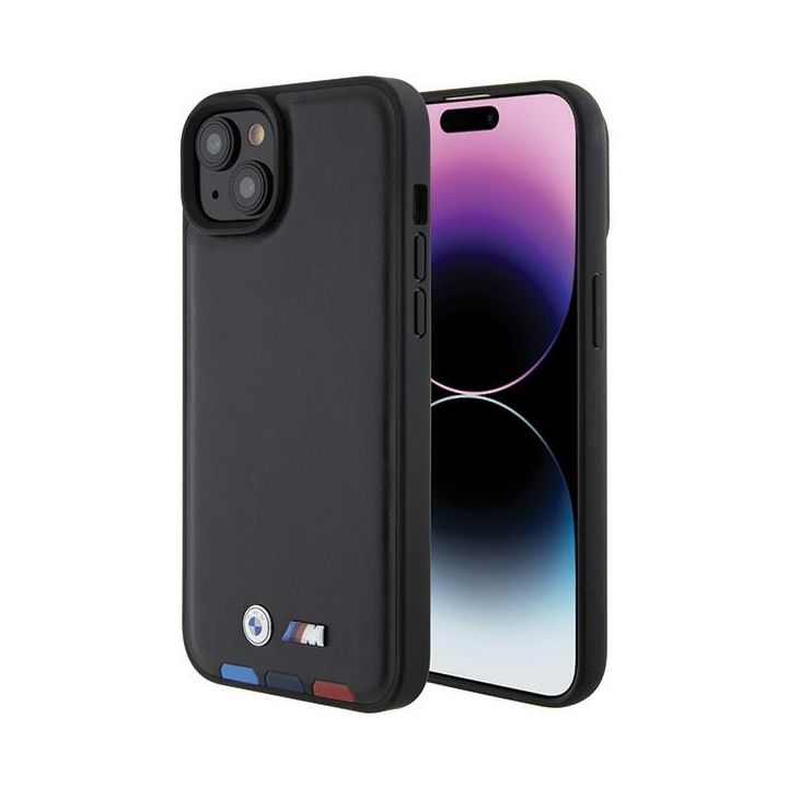 BMW BMHCP15M22PTDK iPhone 15 Plus /14 Plus 6.7" czarny/black Leather Stamp Tricolor na NearMe.pl