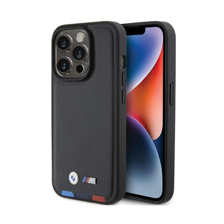 BMW BMHCP15L22PTDK iPhone 15 Pro 6.1"czarny/black Leather Stamp Tricolor na NearMe.pl