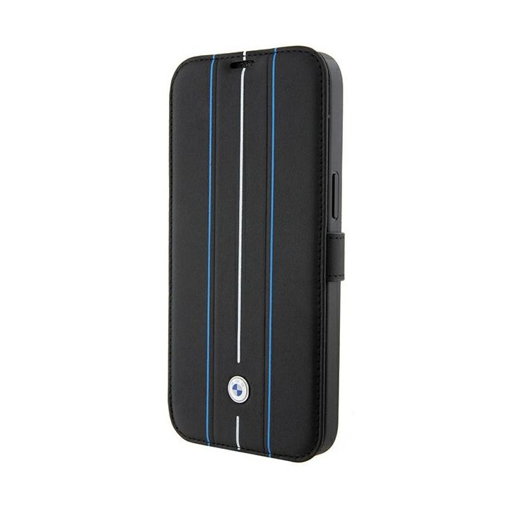 BMW BMBKP15X22RVSK iPhone 15 Pro Max 6.7" czarny/black bookcase Leather Stamp Blue Lines na NearMe.pl