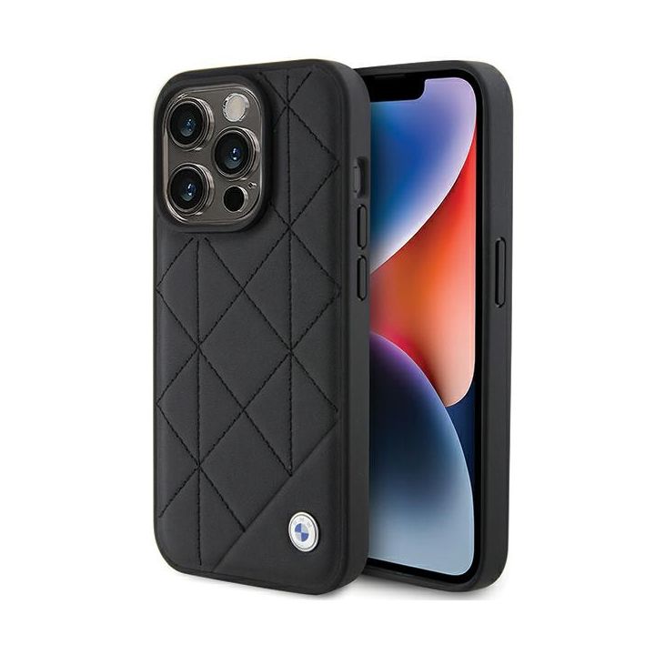 BMW BMHCP15L22RQDK iPhone 15 Pro 6.1"czarny/black Leather Quilted na NearMe.pl