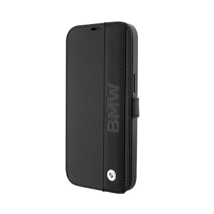 BMW BMBKP15X22RDPK iPhone 15 Pro Max6.7" czarny/black bookcase Leather Textured & Stripe na NearMe.pl