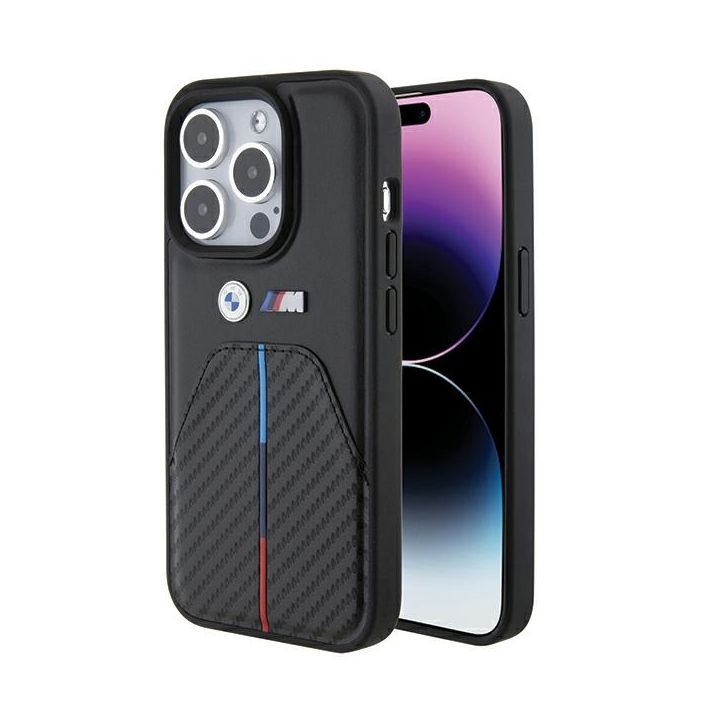 BMW BMHCP15L22NSTB iPhone 15 Pro 6.1" czarny/black Stamped Tricolor Stripe na NearMe.pl
