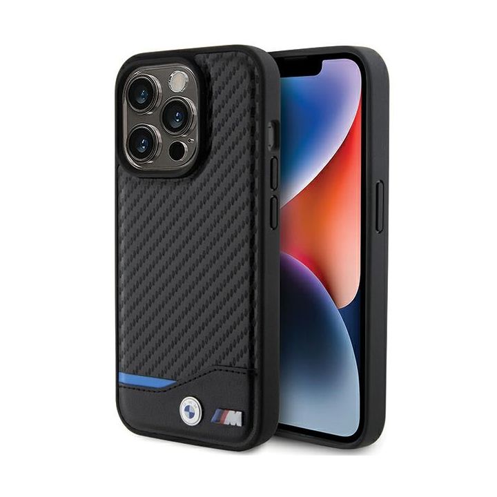 BMW BMHMP15L22NBCK iPhone 15 Pro 6.1" czarny/black hardcase Leather Carbon MagSafe na NearMe.pl
