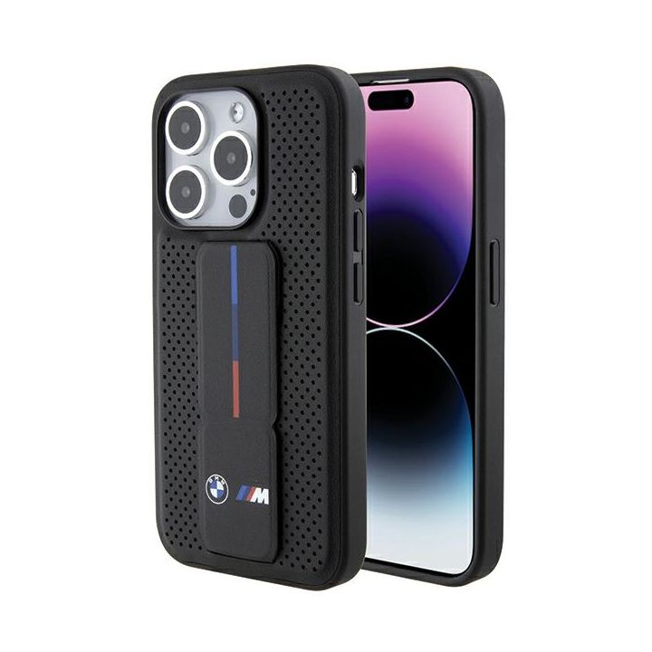 BMW BMHCP15XGSPPRK iPhone 15 Pro Max 6.7" czarny/black hardcase Grip Stand Smooth & Perforated na NearMe.pl