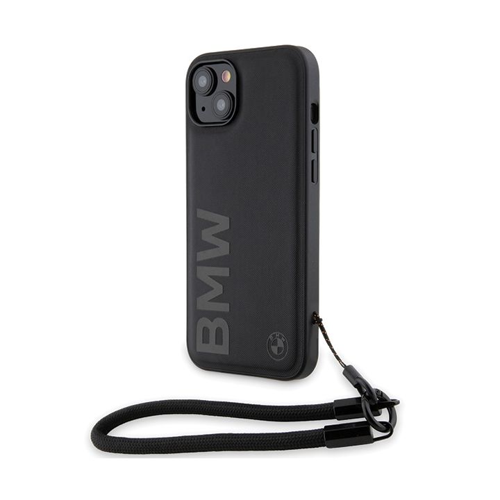 BMW BMHCP15M23RMRLK iPhone 15 Plus / 14 Plus 6.7" czarny/black hardcase Signature Leather Wordmark Cord na NearMe.pl