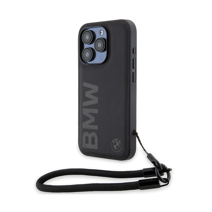BMW BMHCP15X23RMRLK iPhone 15 Pro Max 6.7" czarny/black hardcase Signature Leather Wordmark Cord na NearMe.pl