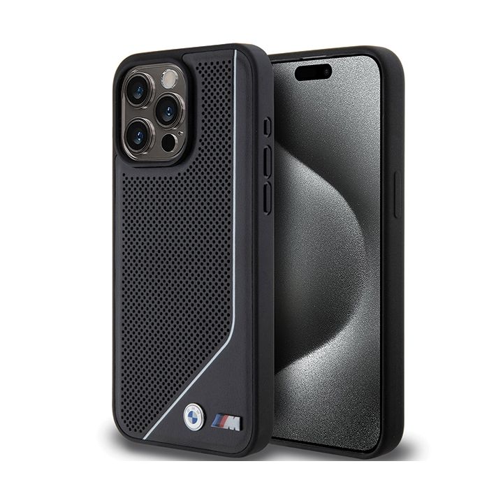 BMW BMHMP15X23PUCPK iPhone 15 Pro Max 6.7" czarny/black hardcase Perforated Twisted Line MagSafe na NearMe.pl
