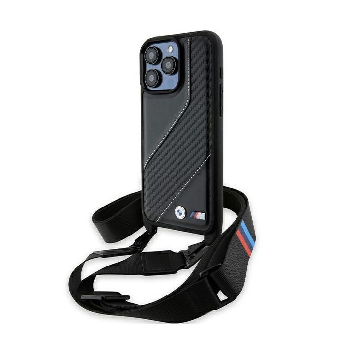 BMW BMHCP15L23PSCCK iPhone 15 Pro 6.1" czarny/black hardcase M Edition Carbon Stripe & Strap na NearMe.pl