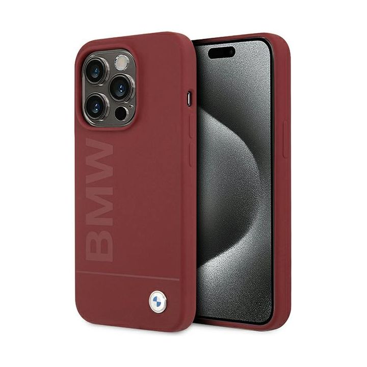 BMW BMHMP15LSLBLRE iPhone 15 Pro6.1" czerwony/red hardcase Silicone Big Logo MagSafe na NearMe.pl