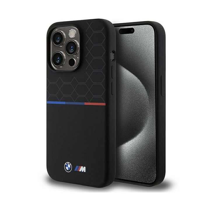 BMW BMHMP15L22SMPK iPhone 15 Pro6.1" czarny/black hardcase M Silicone Pattern MagSafe na NearMe.pl