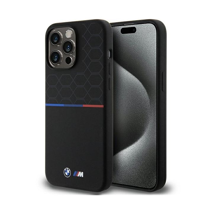 BMW BMHMP15X22SMPK iPhone 15 Pro Max6.7" czarny/black hardcase M Silicone Pattern MagSafe na NearMe.pl