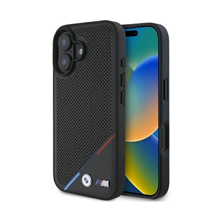 BMW BMHMP16S23PUPDK iPhone 16 6.1" czarny/black hardcase M Perforated Tricolor Line MagSafe na NearMe.pl